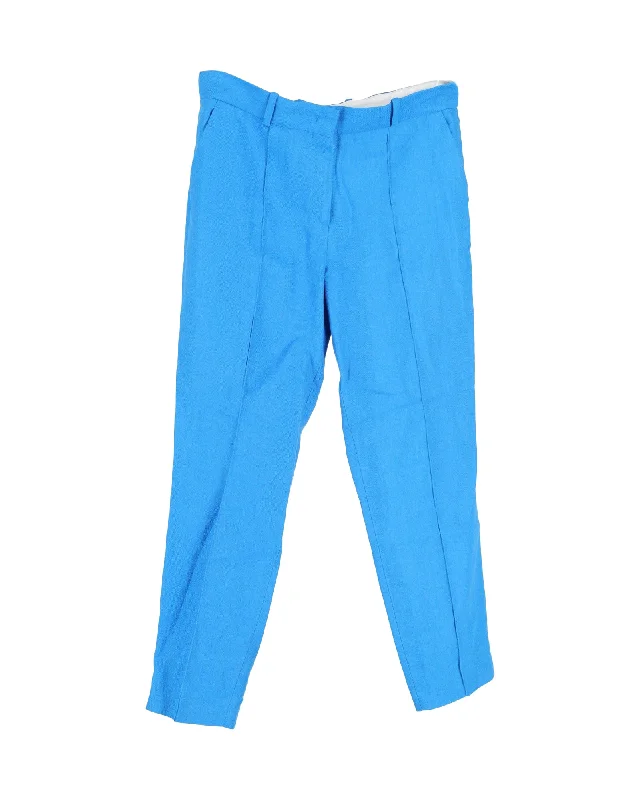 stylish bootcut jeans pants -Loro Piana Straight-Leg Trousers in Blue Linen