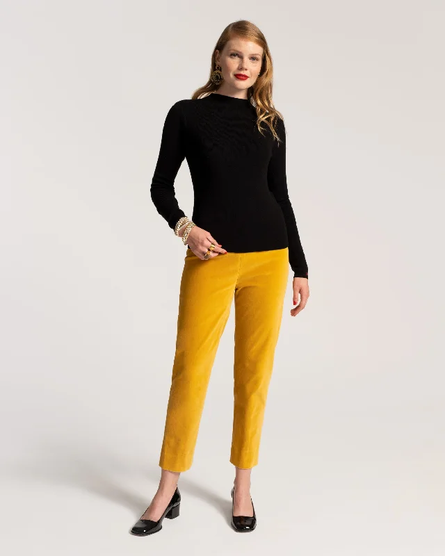 relaxed yoga lounge slim pants -Lucy Pant Stretch Velvet Mustard