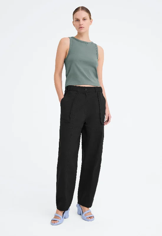 bold checkered straight leg pants -Mackenzie Pant - Black