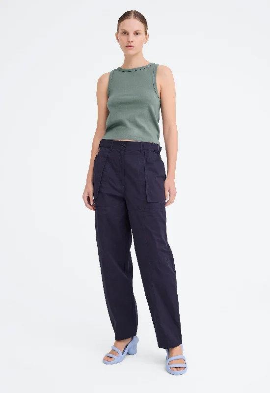 breathable linen jogger wide pants -Mackenzie Pant - Darkest Navy