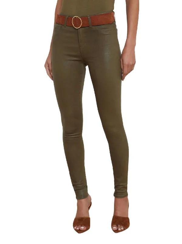 sustainable denim skinny fit slim pants -Marguerite High Rise Skinny Jean In Pine Coated