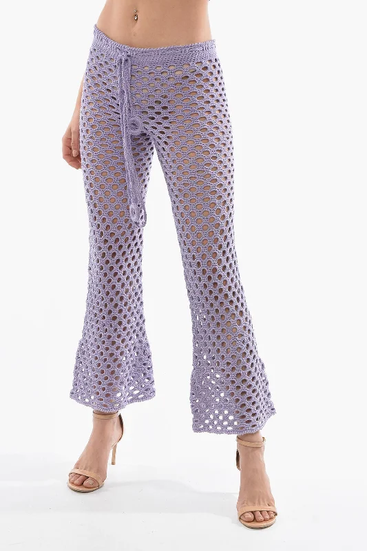 elegant palazzo wide leg pants -Matimì Openwork Boot Cut Pants