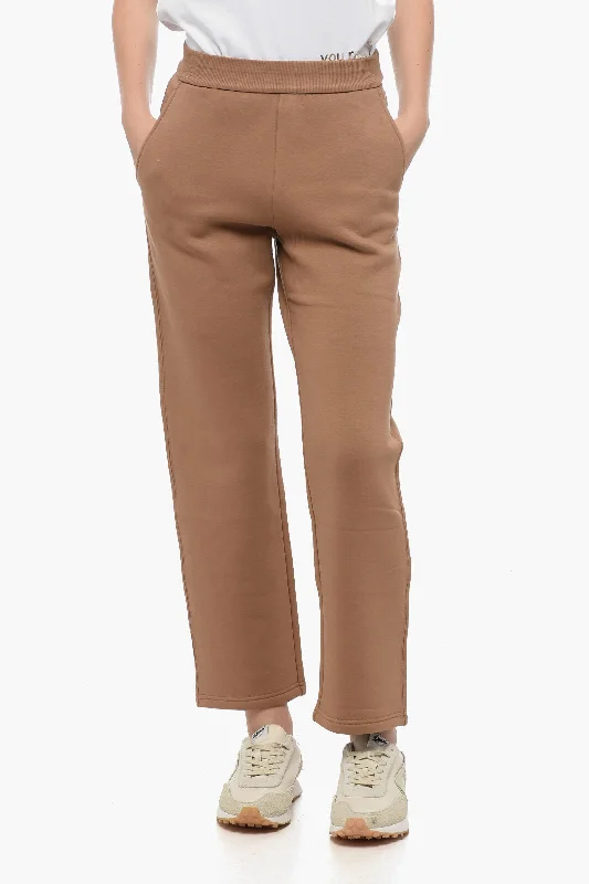 high rise cargo jogger slim fit pants -Max Mara S Stretch Cotton Joggers with Embroidered Logo