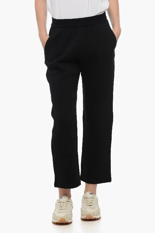 minimalist slim pants -Max Mara S Stretch Cotton Joggers with Embroidered Logo