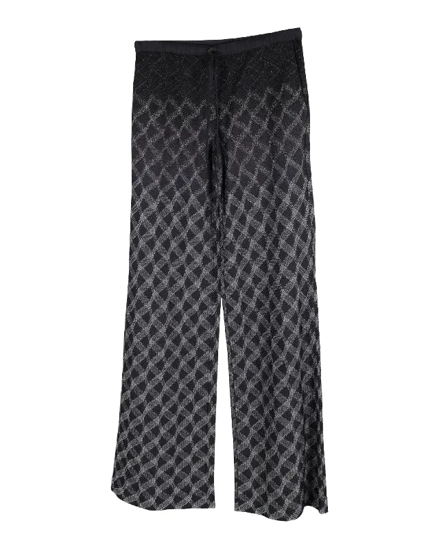 sustainable cotton wide leg slim pants -Missoni Patterned Wide-Leg Pants in Black Rayon