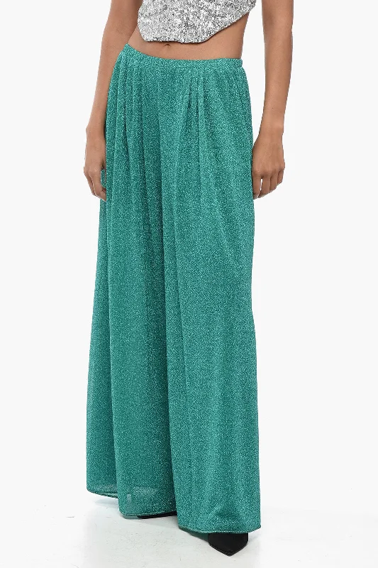 stretchy twill pants -Oseree Lurex LUMIERE Palazzo Pants