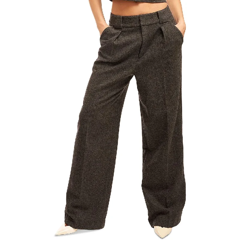 lightweight summer jogger chino pants -Owen Womens Pleated Work Wear Wide Leg Pants