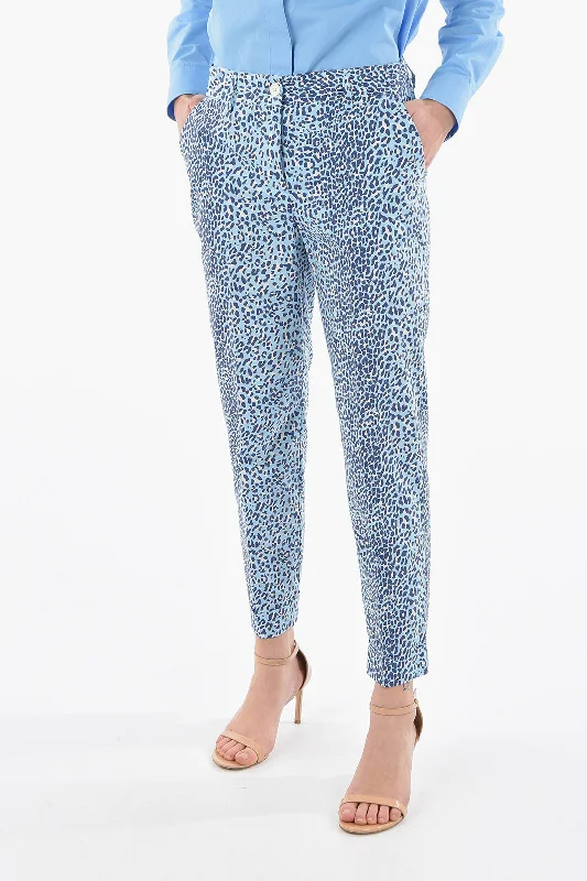 vintage high waisted jeans wide pants -Parosh Animal Printed COPARD Trousers with Side Pockets