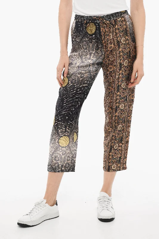 anti-slip yoga pants -Pierre-Louis Mascia Patterned Silk Pants with Elastic Waistband