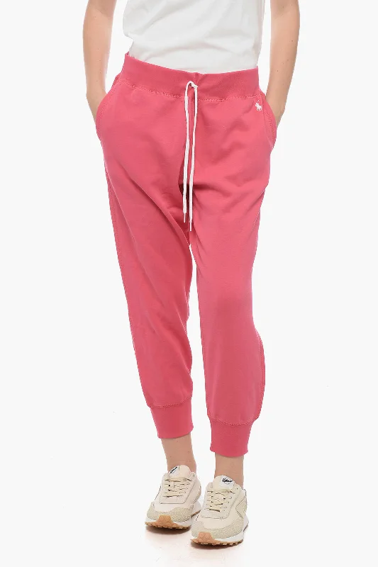 chic paperbag waist wide leg pants -Polo Ralph Lauren Fleece Cotton Blend Sweatpants with Cuffs