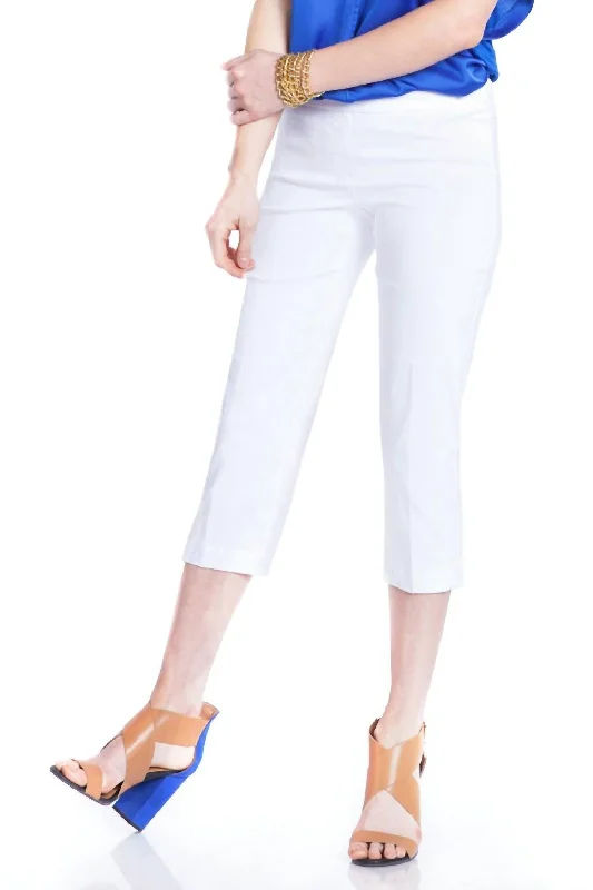 stylish bootcut jeans pants -Pull-On Capri Pants In White