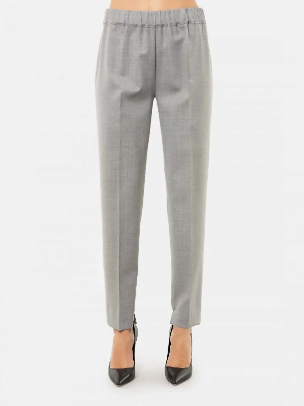 double knee work pants -Pull-On Lightweight Wool Pant In Grey