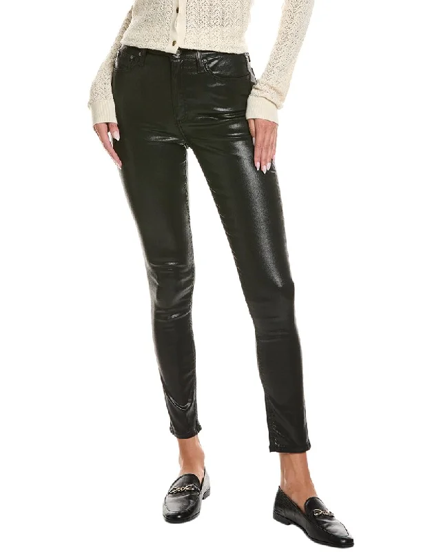 durable canvas work straight leg pants -rag & bone Nina Coated Black High-Rise Skinny Jean