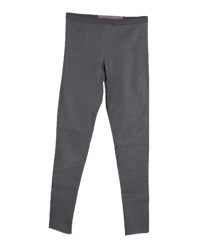 high stretch yoga leggings pants -Rick Owens Leggings in Grey Leather