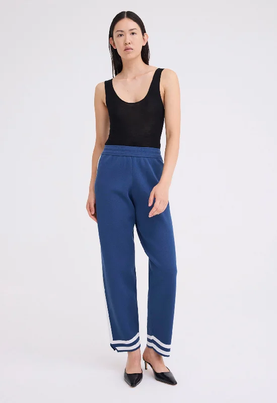 chic satin wide leg slim pants -NAGNATA Romeo Trackpant 2.0 - Ocean Blue