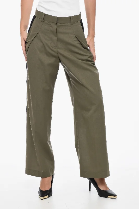 breathable cotton pants -Sacai Front-pleated Joggers with Wide-leg