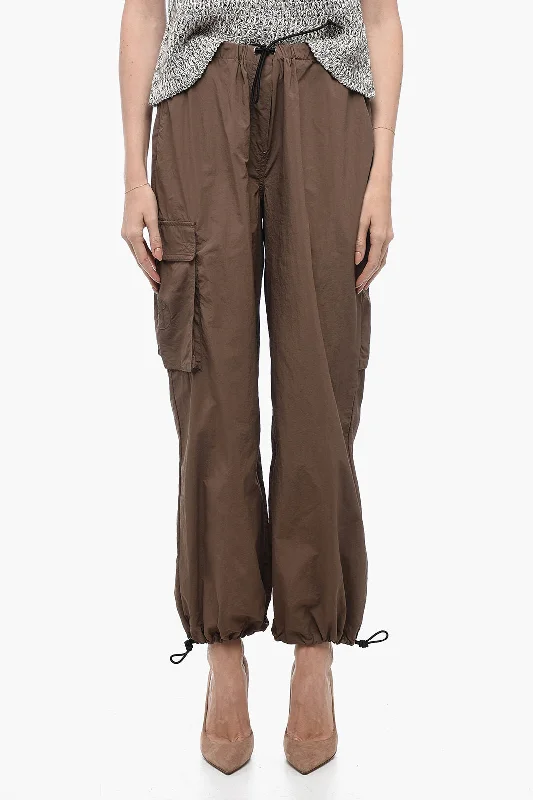 durable work chino straight leg slim pants -Saks Potts Nylon ESTHER Joggers with Drawstring at the Hem