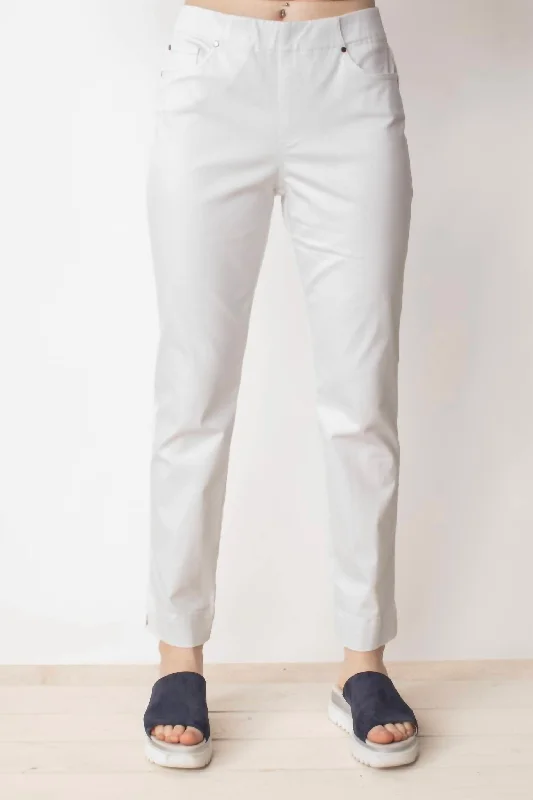 comfy sleep lounge straight leg pants -Slim Pant In White