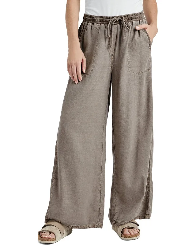 lightweight cargo jogger chino slim pants -Splendid Paula Linen-Blend Wide Leg Pant