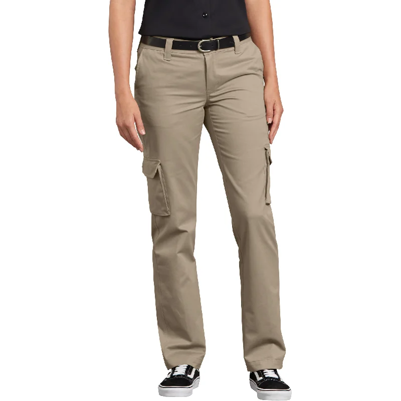 breathable cotton jogger straight leg pants -Dickies Stretch Cargo Women's Work Pant FP888DS - Beige