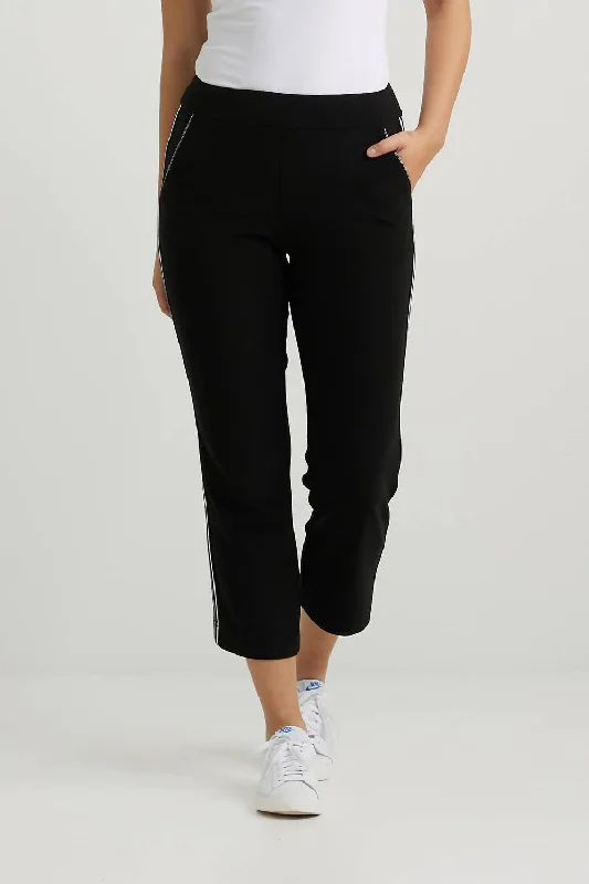 slim dress chino straight leg pants -Striped Pants In Black/vanilla