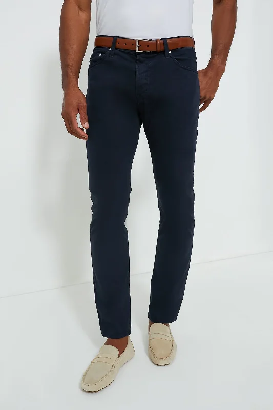 cozy velour lounge straight pants -The Graduate in New Navy Sueded Twill (34" Inseam)