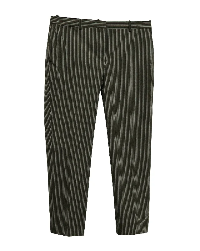 relaxed yoga lounge slim fit pants -Theory Striped Trousers in Black and White Cotton