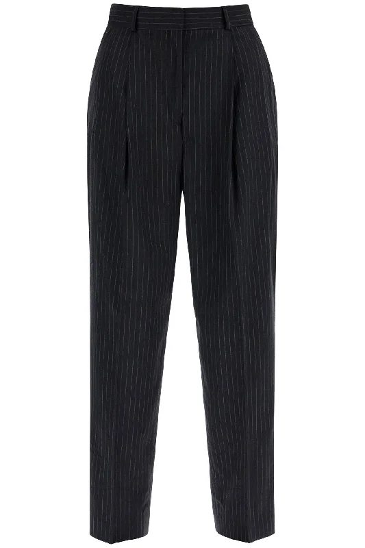 high rise cargo jogger slim fit pants -Toteme Women's Double Pleated Pinstripe Trousers