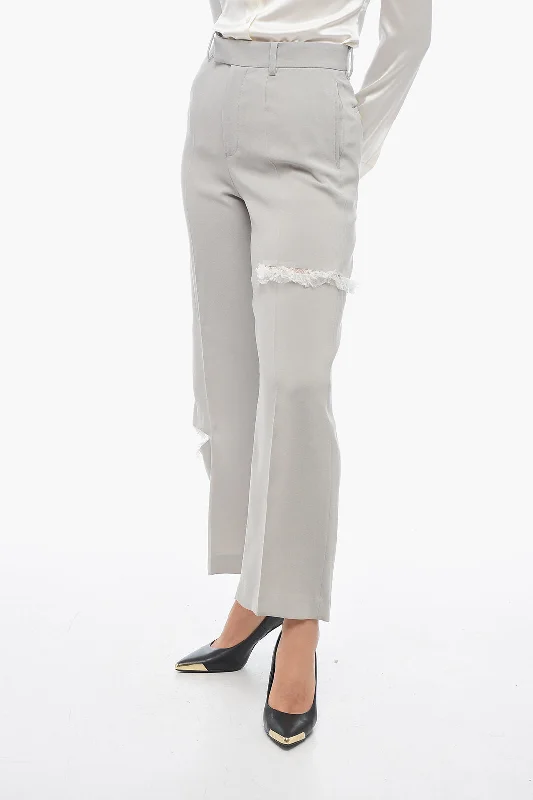 soft corduroy slim pants -Undercover 4 Pocket Cut-out Pants with Lace Details