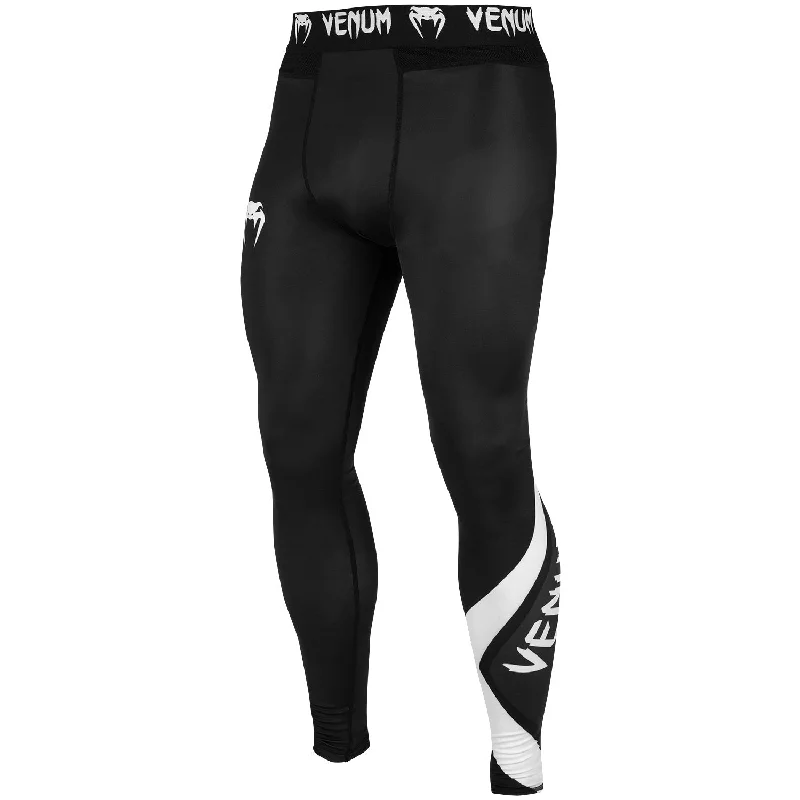 breathable cotton jogger straight leg pants -Venum Contender 4.0 Compression Tights - Black/Grey-White