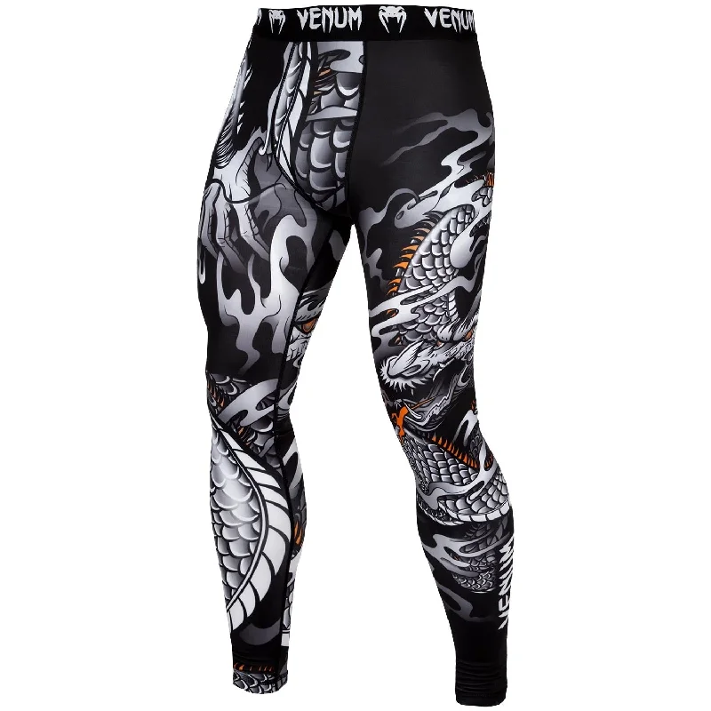 stretch leggings slim fit pants -Venum Dragon's Flight Compression Tights - Black/White