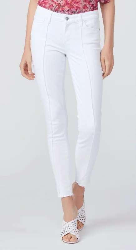 festive plaid lounge wide leg slim pants -Verdugo Ankle Crop Denim Pant In Crisp White