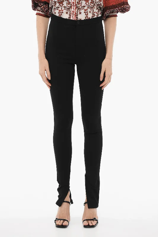 stretch denim jogger pants -Wardrobe.nyc High-Waisted Stretch Fabric Pants with Ankle Zip