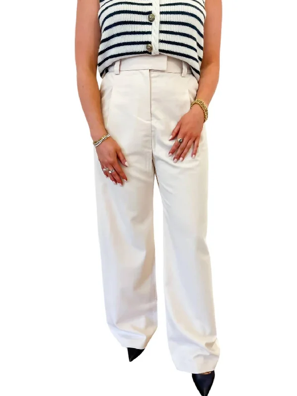 trendy bell bottom jeans wide leg pants -Wide Leg Trouser Pants In Cream