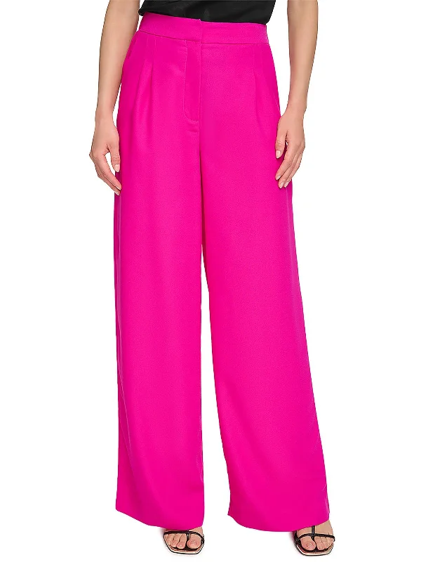 elegant palazzo pants -Womens Pleated Crepe Wide Leg Pants