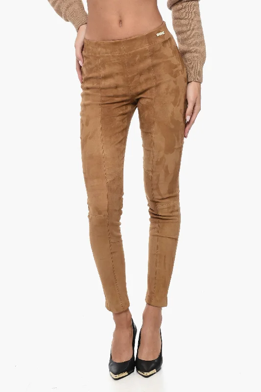 slim fit cargo chino pants -Woolrich Elastic Waistband Suede Leggings