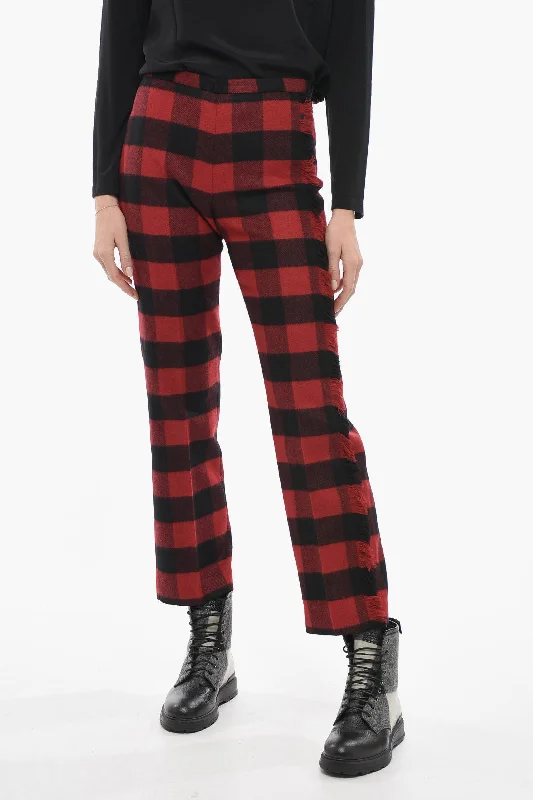 cozy velour track jogger pants -Woolrich Stretch Wool Pants with Check Pattern