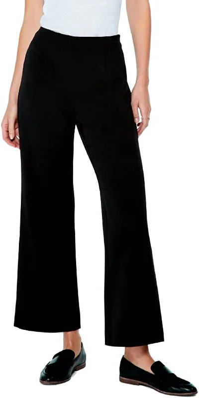 cozy knit jogger pants -Work It Wide-Leg Trouser In Black Onyx