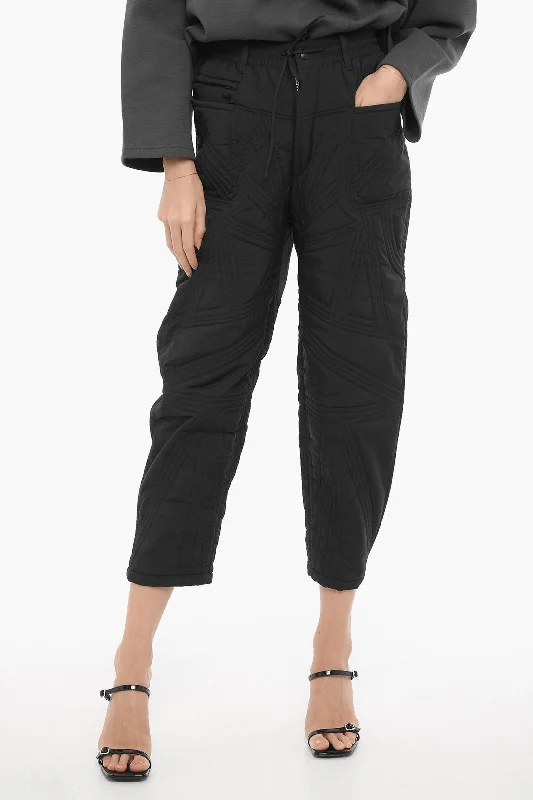 high performance gym skinny fit pants -Y-3 by Yohji Yamamoto ADIDAS Quilted Nylon Pants with Belt Loops